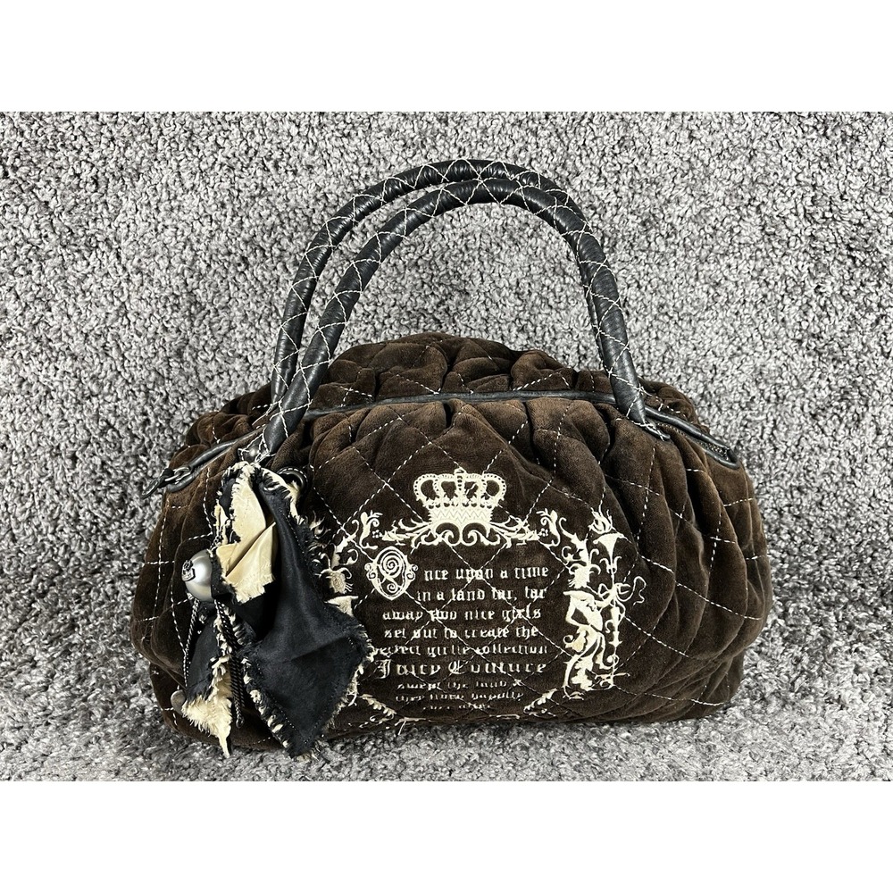 RARE 2000s Juicy Couture Brown Quilted Purse Bag "Once upon a time" Daydreamer